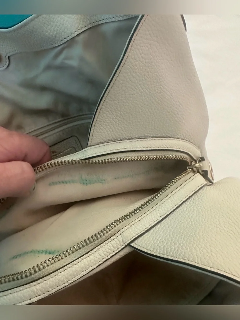 Coach Edie White Pebble Leather Floral Stud Shoulder Tote